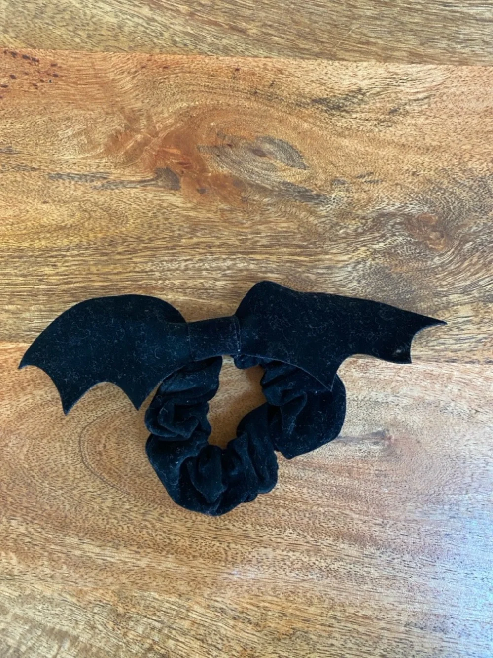 2 Black Suede Gothic Goth Bat Shaped Hair Scrunchies Hair Accessories